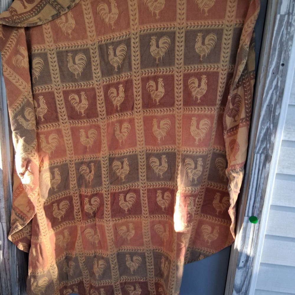 Vintage 90s Country Cottage Rooster Woven Tapestry Tablecloth Multi Round 50"